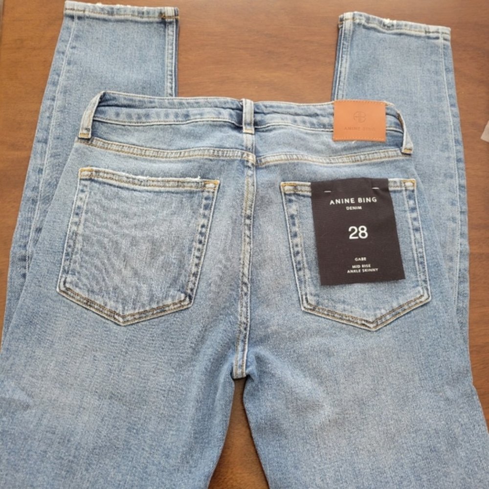 Anine Bing Gabe Mid Rise Ankle Skinny Jeans 28 NWT - Picture 9 of 11